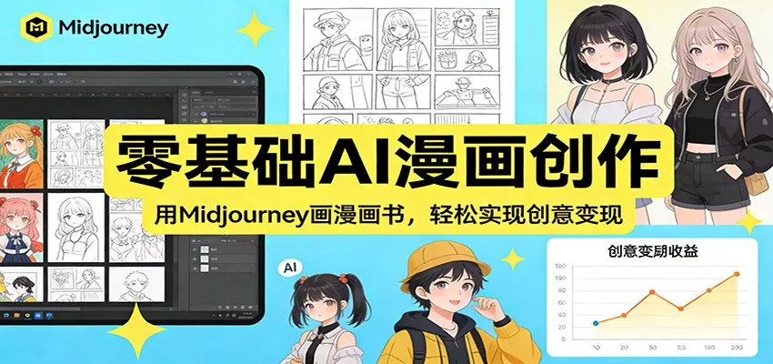 零基础AI漫画创作：用Midjourney画漫画书，轻松实现创意变现 - 网创在线
