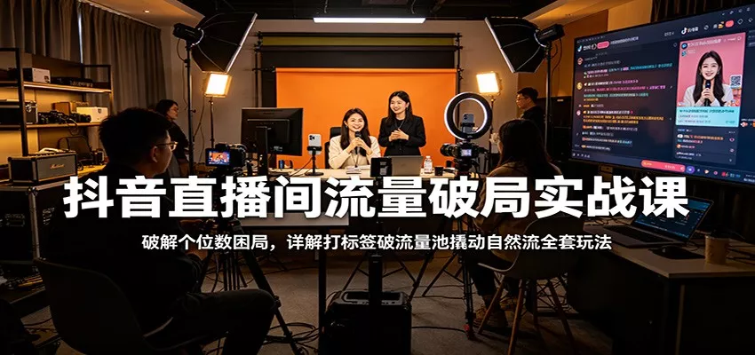 抖音直播间流量破局实战课：破解个位数困局，详解打标签破流量池撬动自然流全套玩法 - 网创在线