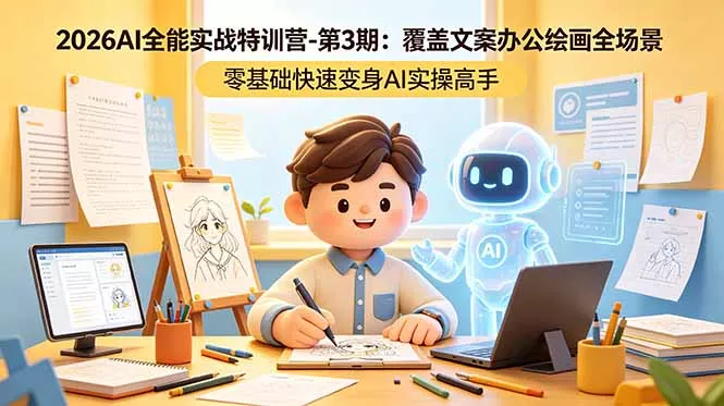 2026AI全能实战特训营-第3期：覆盖文案办公绘画全场景 零基础快速变身AI实操高手 - 网创在线