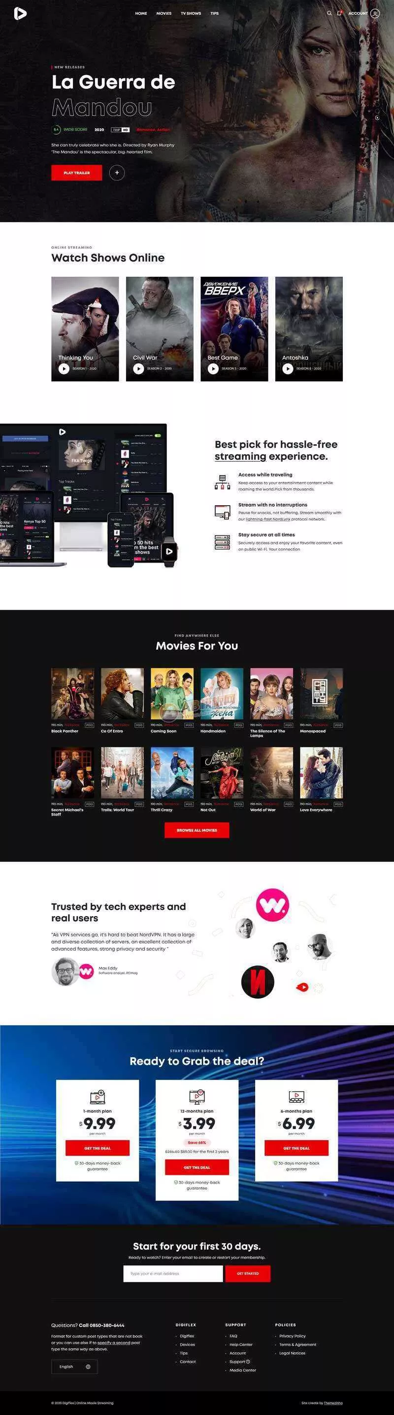 Bootstrap在线3D高清影院视频网页模板 - 网创在线