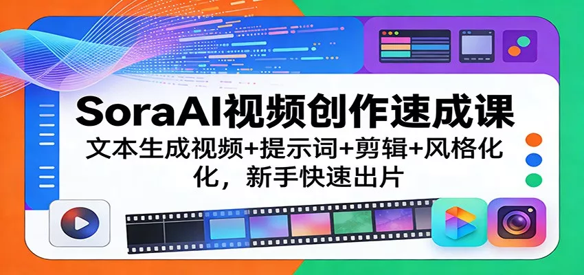 SoraAI视频创作速成课：文本生成视频+提示词+剪辑+风格化，新手快速出片 - 网创在线