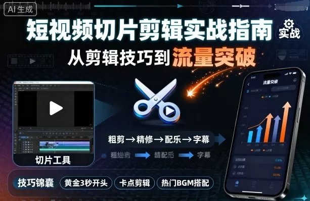 短视频切片剪辑实战指南，从剪辑技巧到流量突破 - 网创在线