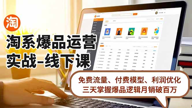 淘系爆品运营实战-线下课，免费流量、付费模型、利润优化，三天掌握爆品逻辑月销破百万