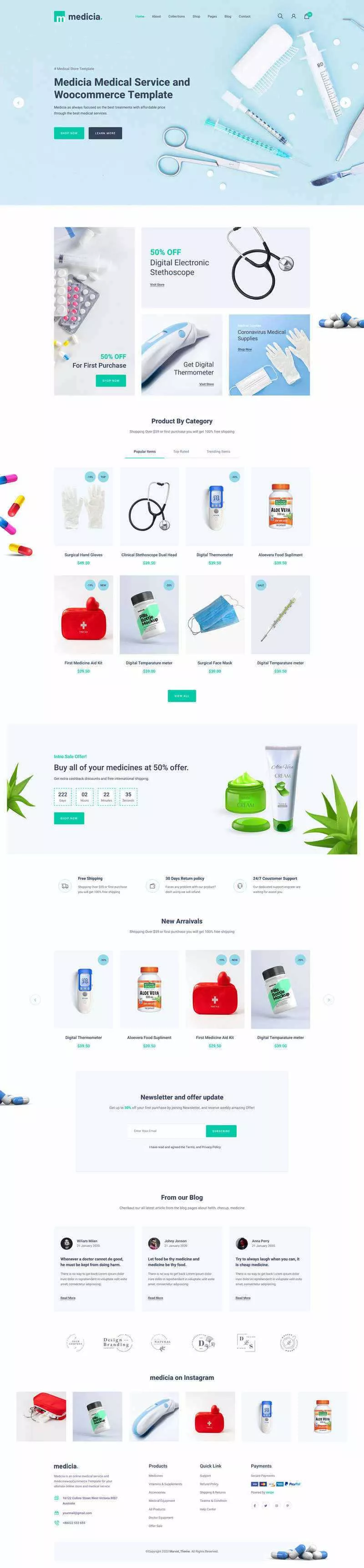 Bootstrap4医疗保健用品电子商务HTML5模板 - 网创在线