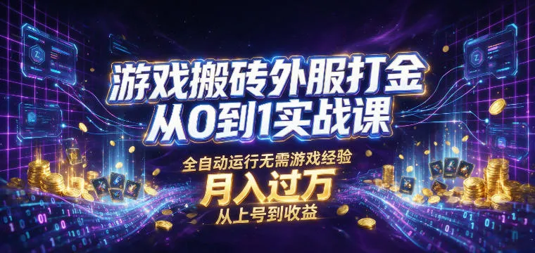 游戏搬砖外服打金从0到1实战课，从上号到收益，全自动运行无需游戏经验，月入过1W【揭秘】 - 网创在线