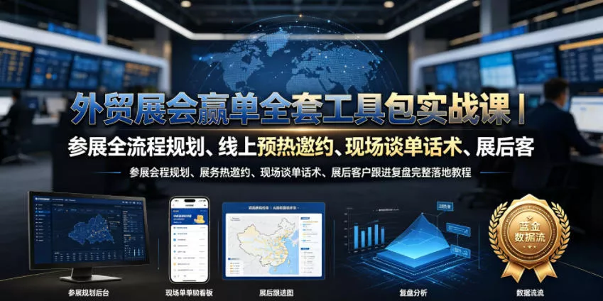 外贸展会赢单全套工具包实战课｜参展全流程规划、线上预热邀约、现场谈单话术、展后客户跟进复盘完整落地教程 - 网创在线
