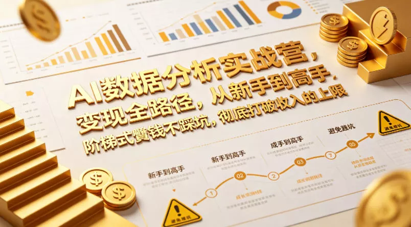 AI数据分析实战营，变现全路径，从新手到高手，阶梯式賺钱不踩坑，彻底打破收入的上限 - 网创在线