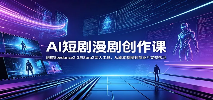 AI短剧漫剧创作课：玩转Seedance2.0与 Sora2两大工具，从剧本制图到商业片完整落地 - 网创在线
