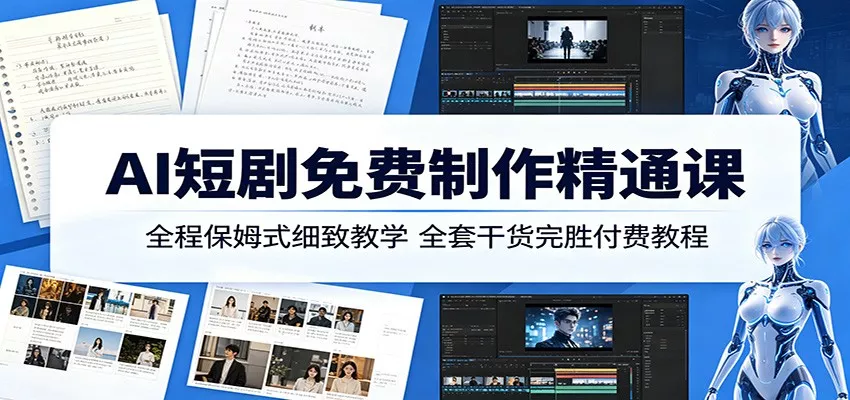 AI短剧免费制作精通课：全程保姆式细致教学，全套干货完胜付费教程 - 网创在线