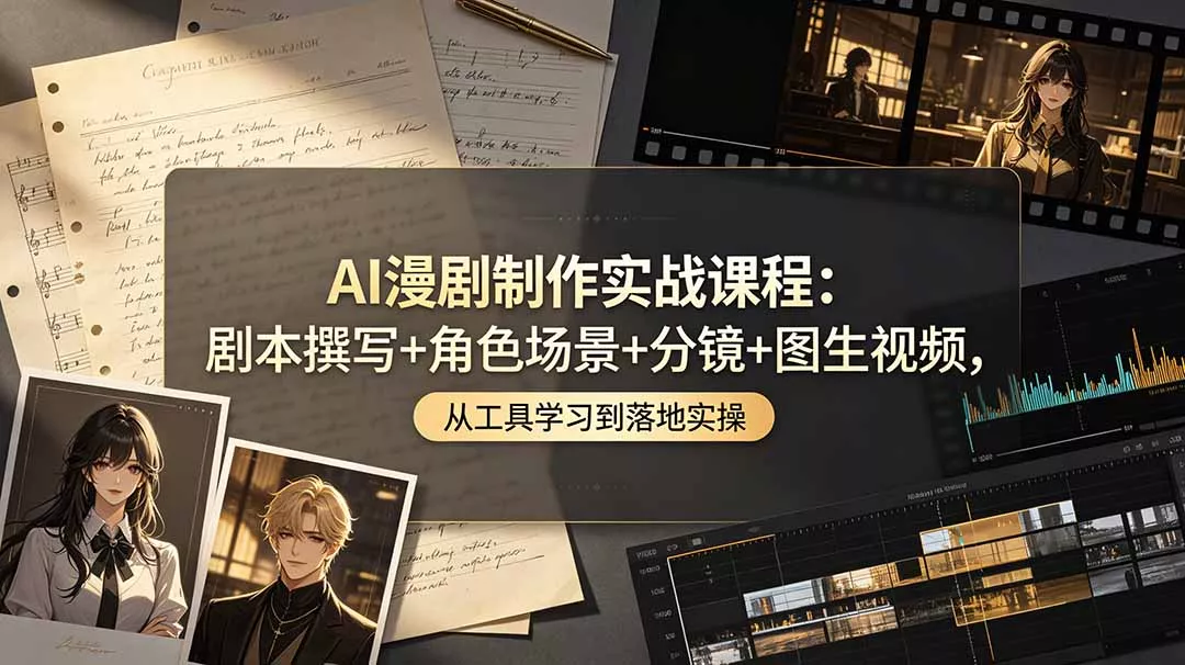 AI漫剧制作实战课程：剧本撰写+角色场景+分镜+图生视频，从工具学习到落地实操 - 网创在线