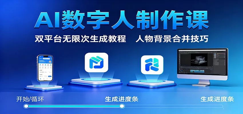 AI数字人制作课：双平台无限次生成教程，人物背景合并技巧 - 网创在线