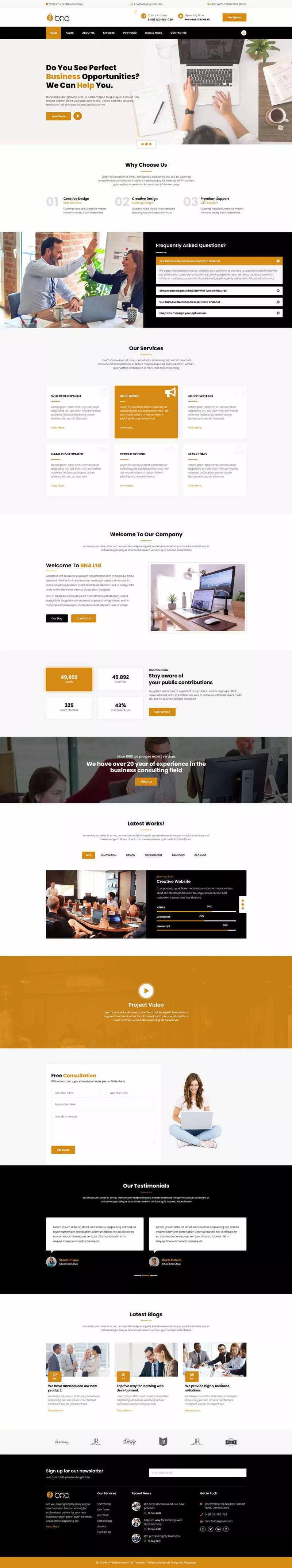 Bootstrap多用途响应式商务企业展示html模板 - 网创在线