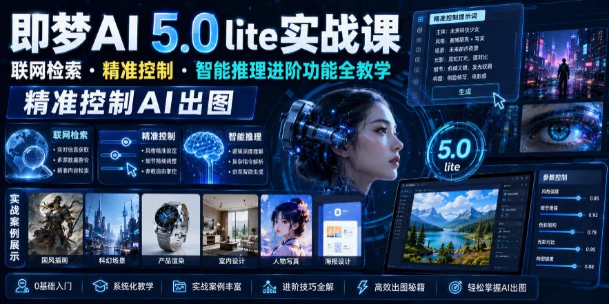 即梦AI 5.0 lite实战课，联网检索・精准控制・智能推理进阶功能全教学，精准控制AI出图 - 网创在线