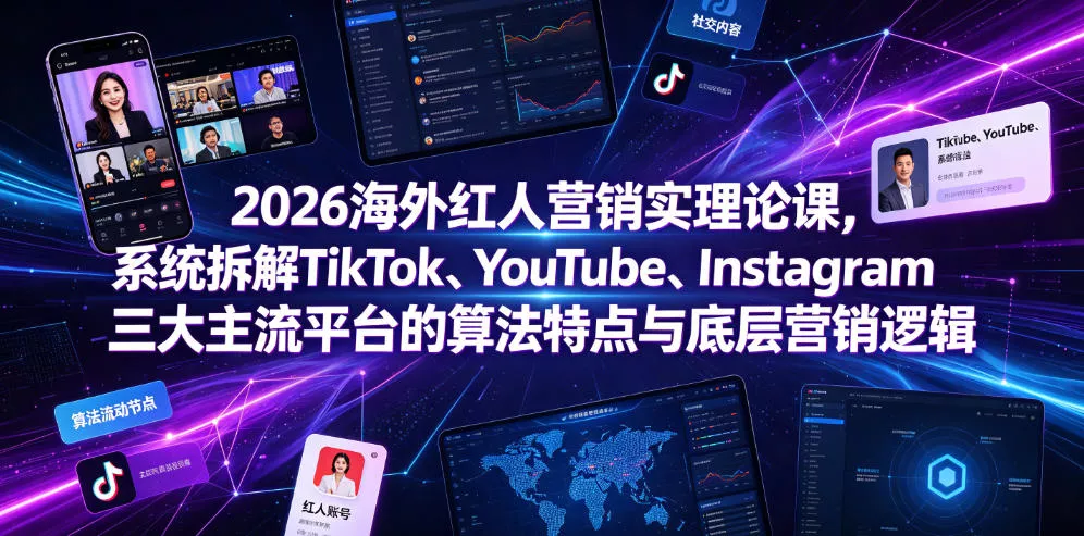 2026海外红人营销实理论课，系统拆解TikTok、YouTube、Instagram三大主流平台的算法特点与底层营销逻辑 - 网创在线