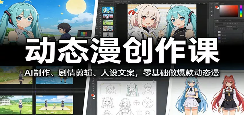 动态漫创作课：AI制作、剧情剪辑、人设文案，零基础做爆款动态漫 - 网创在线