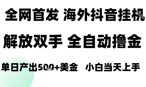 海外抖音无人直播，单日产出1.5k+，长期稳定，新手可玩，无脑操作【揭秘】 - 网创在线