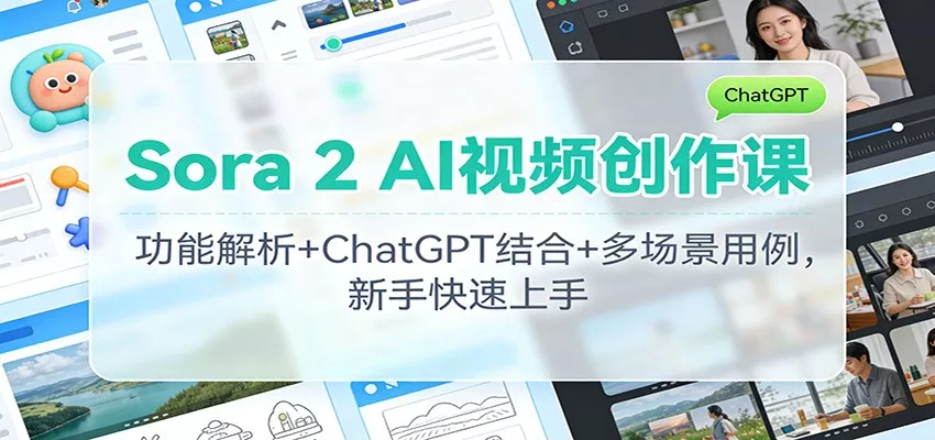 Sora 2 AI视频创作课：功能解析+ChatGPT结合+多场景用例，新手快速上手 - 网创在线