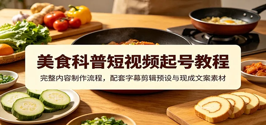 美食科普短视频起号教程：完整内容制作流程，配套字幕剪辑预设与现成文案素材 - 网创在线