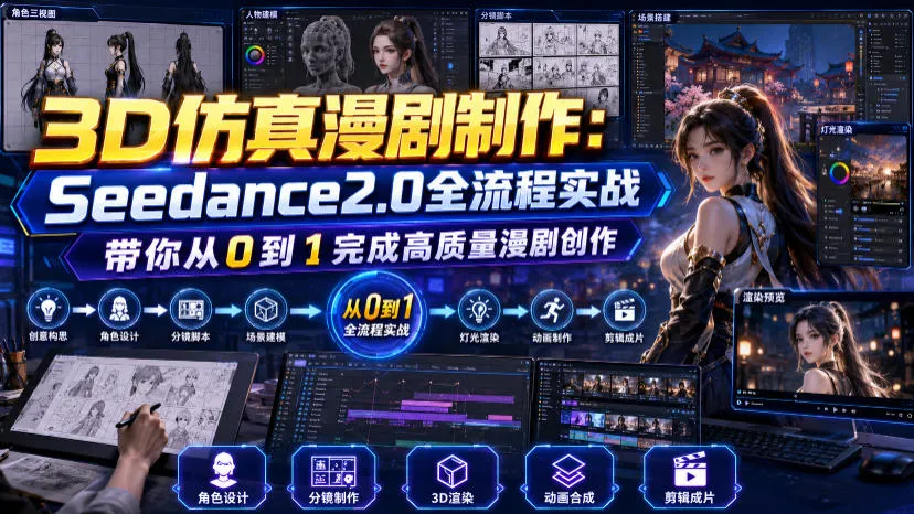 3D仿真漫剧制作：Seedance2.0全流程实战，带你从0到1完成高质量漫剧创作 - 网创在线