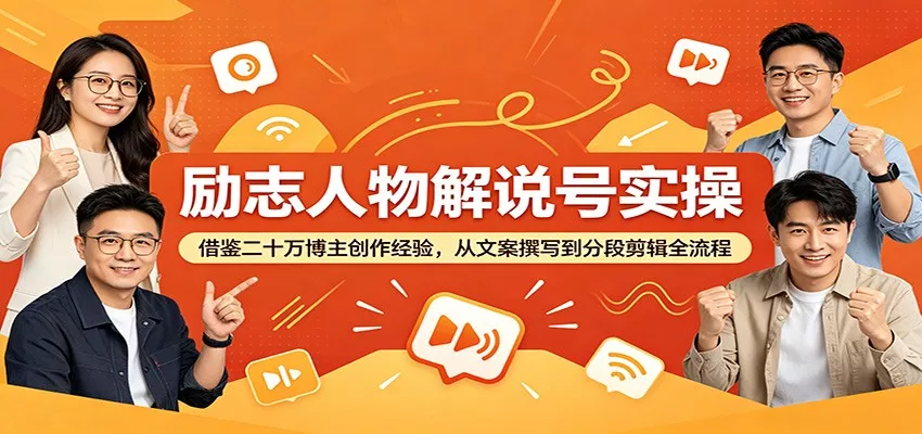 励志人物解说号实操：借鉴二十万博主创作经验，从文案撰写到分段剪辑全流程 - 网创在线