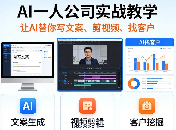 AI一人公司实战教学，让AI替你写文案、剪视频、找客户（更新0411） - 网创在线