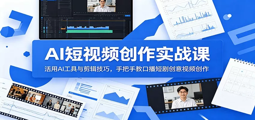 AI短视频创作实战课：活用AI工具与剪辑技巧，手把手教口播短剧创意视频创作 - 网创在线