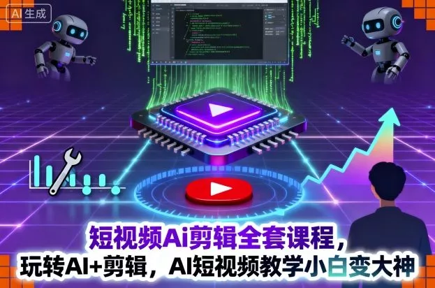 短视频Ai剪辑全套课程，玩转AI+剪辑，AI短视频教学小白变大神 - 网创在线