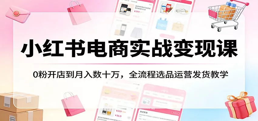 小红书电商实战变现课：0粉开店到月入数十万，全流程选品运营发货教学 - 网创在线