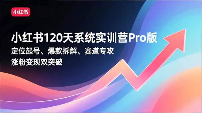 小红书120天系统实训营Pro版，定位起号、爆款拆解、赛道专攻，实现涨粉变现双突破 - 网创在线