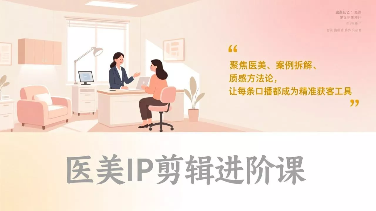 医美IP剪辑进阶课，聚焦医美、案例拆解、质感方法论，让每条口播都成为精准获客工具 - 网创在线
