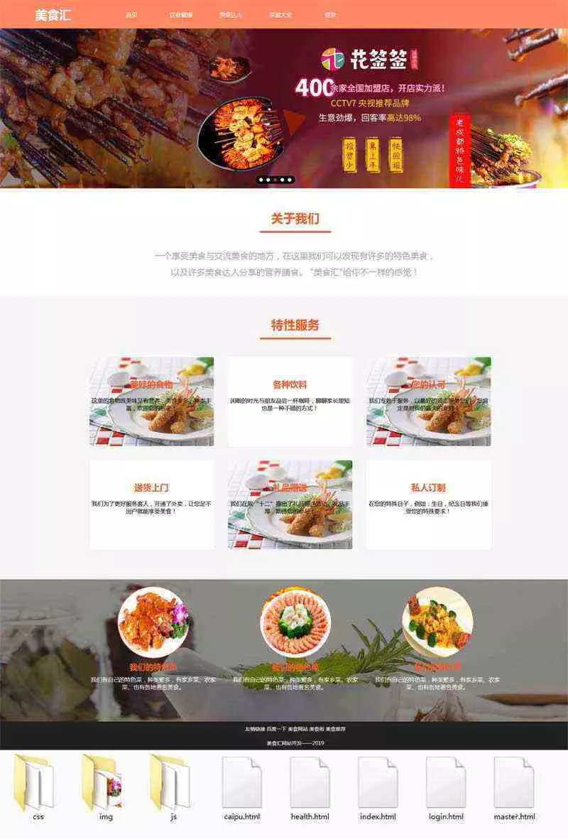 健康美食交流网站html模板 - 网创在线