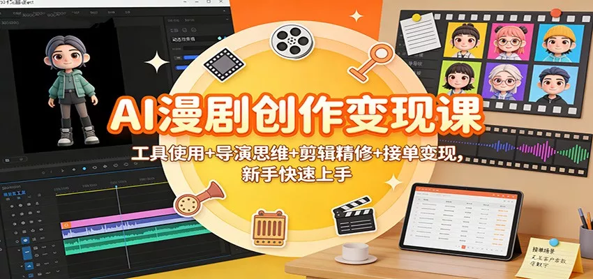 AI漫剧创作变现课：工具使用+导演思维+剪辑精修+接单变现，新手快速上手 - 网创在线