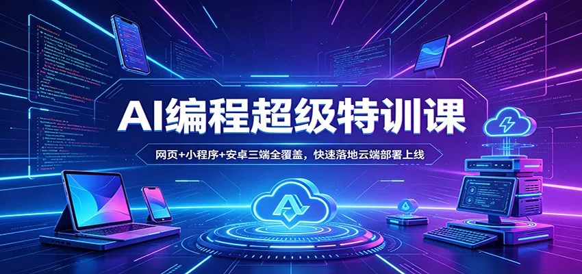 AI编程超级特训课：网页+小程序+安卓三端全覆盖，快速落地云端部署上线 - 网创在线