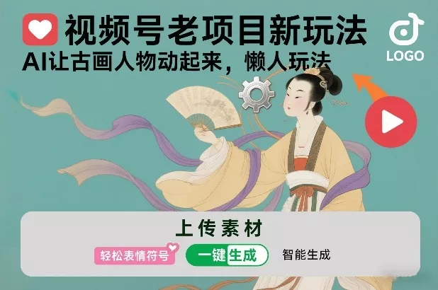 视频号老项目新玩法，AI让古画人物动起来，懒人玩法，附详细教程 - 网创在线