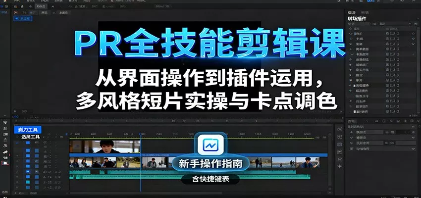 PR全技能剪辑课：从界面操作到插件运用，多风格短片实操与卡点调色 - 网创在线