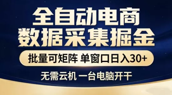 独家电商数据全自动采集项目，批量可矩阵，单窗口轻松日入3张+【揭秘】 - 网创在线