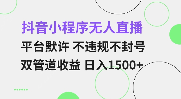 抖音小程序无人直播 平台默许 不违规不封号 双管道收益 日入多张 小白也能轻松操作【仅揭秘】-网创在线