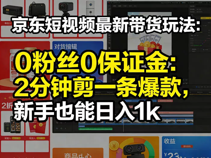 京东短视频最新带货玩法，0粉丝0保证金，2分钟剪一条爆款，新手也能日入1k+【揭秘】 - 网创在线