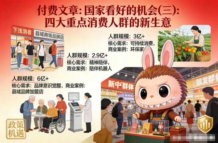 付费文章：国家看好的机会(三)：四大重点消 费人群的新生意 - 网创在线