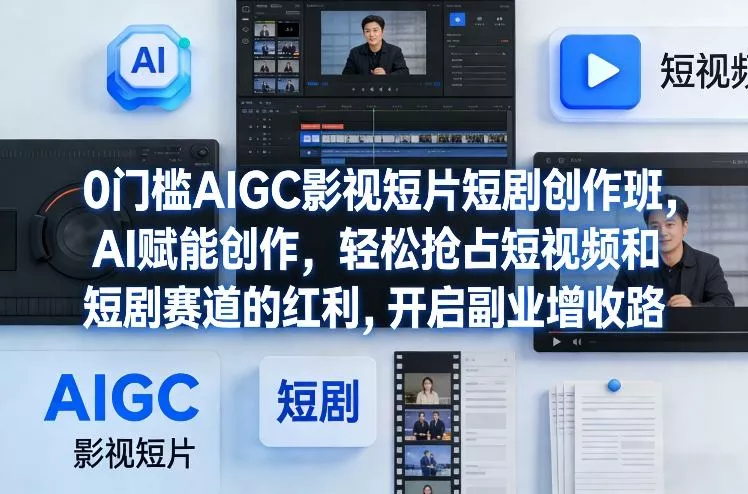 0门槛AIGC影视短片短剧创作班，AI赋能创作，轻松抢占短视频和短剧赛道的红利，开启副业增收路 - 网创在线