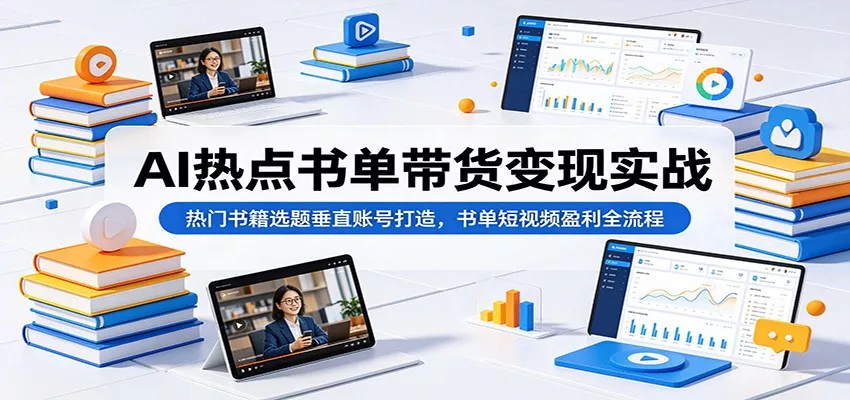AI热点书单带货变现实战：热门书籍选题垂直账号打造，书单短视频盈利全流程 - 网创在线
