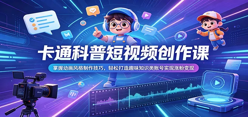 卡通科普短视频创作课:掌握动画风格制作技巧,轻松打造趣味知识类账号实现涨粉变现 - 网创在线