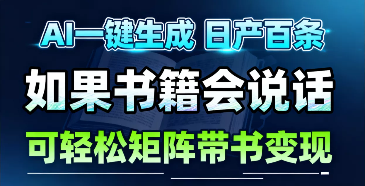 AI书籍会说话，轻松带书变现，月入3W+ - 网创在线