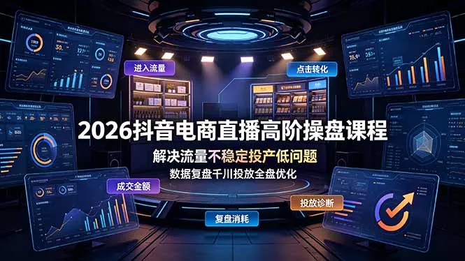 2026抖音电商直播高阶操盘课程，解决流量不稳定投产低问题，数据复盘千川投放全盘优化 - 网创在线