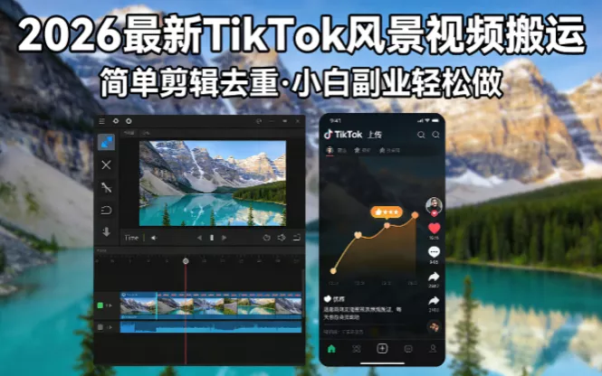 2026最新TikTok风景视频搬运简单剪辑去重小白副业月入 8000 - 网创在线