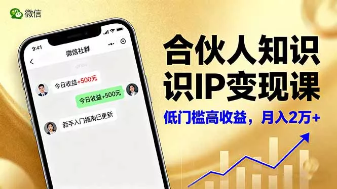 合伙人知识IP变现课，微信生态,内容创作与爆款打造,全网引流，新手月入2w+ - 网创在线