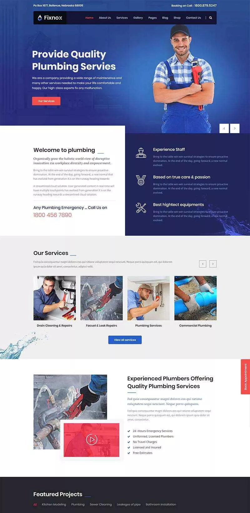 Bootstrap管道修理家政保洁公司网站html模板 - 网创在线