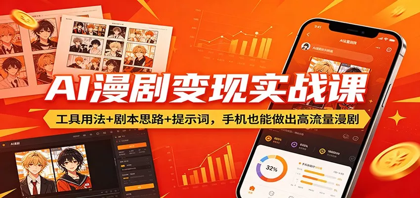 AI漫剧变现实战课：工具用法+剧本思路+提示词，手机也能做出高流量漫剧 - 网创在线