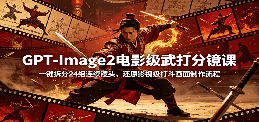 GPT-Image2电影级武打分镜课:一键拆分24组连续镜头,还原影视级打斗画面制作流程 - 网创在线