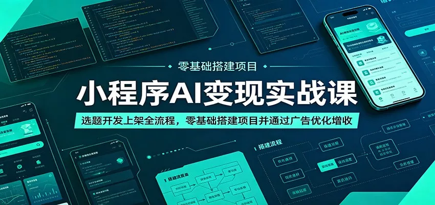 小程序AI变现实战课：选题开发上架全流程，零基础搭建项目并通过广告优化增收 - 网创在线